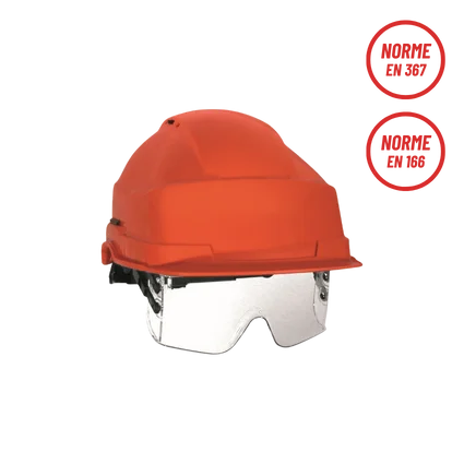 Casque de chantier avec lunettes intégrées
